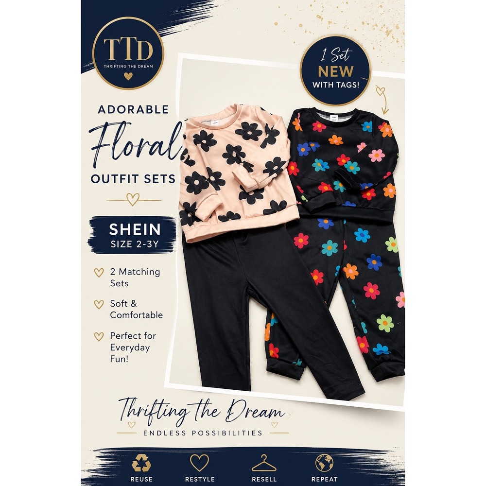 SHEIN Toddler Girls Floral Outfit Sets Lot of 2 Size 2-3Y NWT